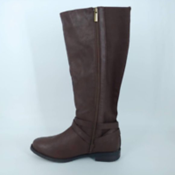 Lane Bryant Womens Riding Boots Brown Knee High Low Heels Side Zip Up Buckle 9 W - Picture 2 of 12